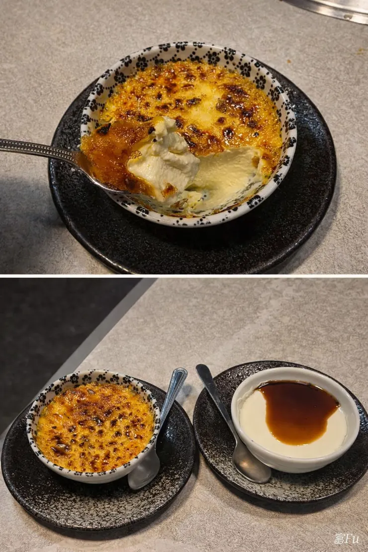 黑糖奶酪、升級加點$49焦糖烤布蕾。奶酪黑糖香氣濃郁、甜度高，螞蟻人的最愛。烤布蕾，焦糖的苦甜配上近似膏狀的布丁體，還想再吃一個。