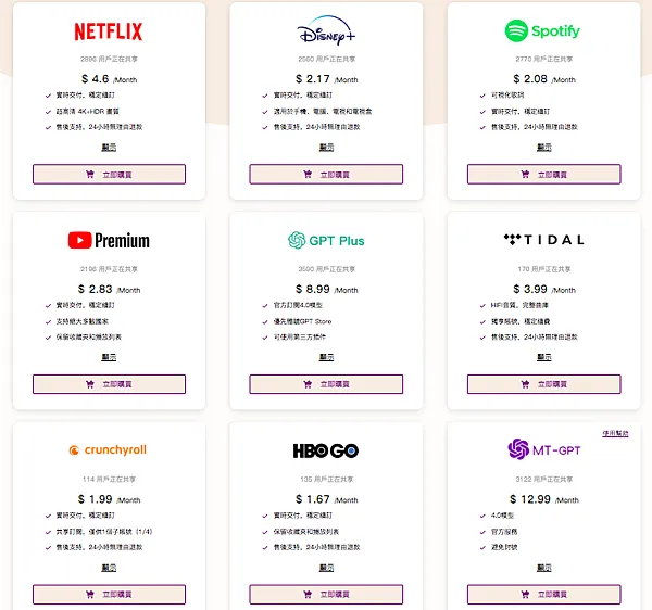 還有GPT Plus、MT GPT、HBO GO