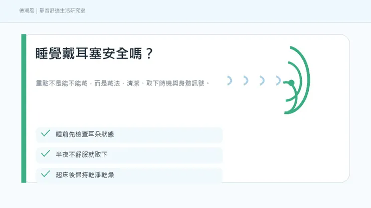 睡覺戴耳塞安全注意示意