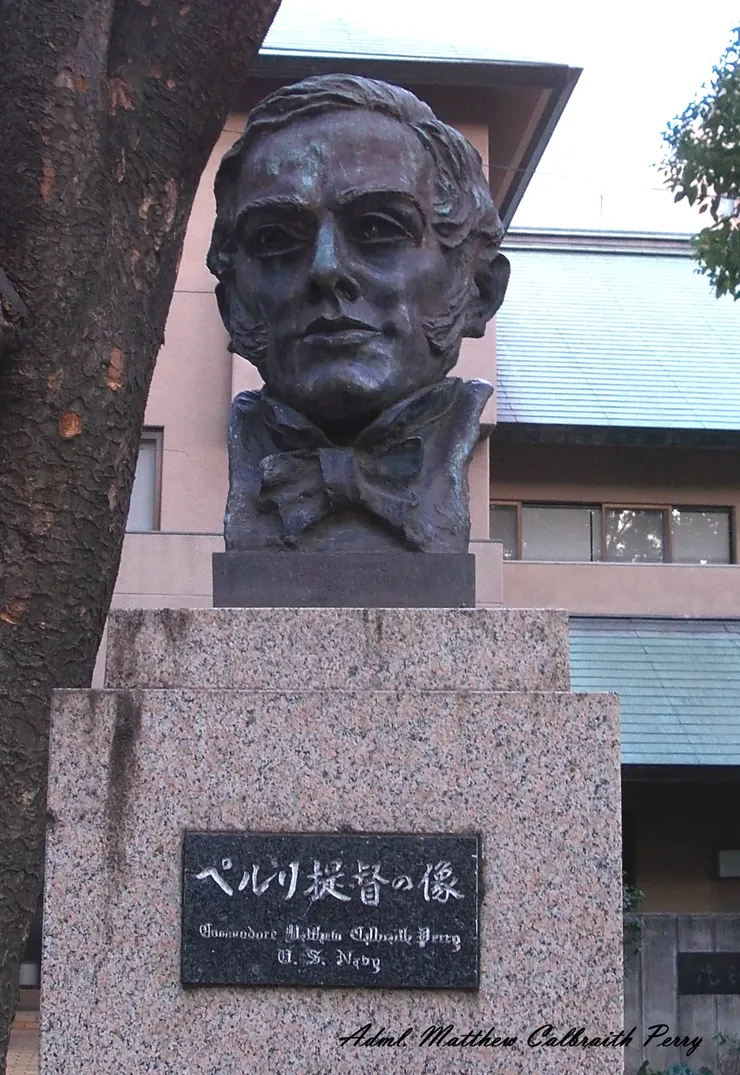 編:脫亞入歐的日本,甚至給教會他們巨艦大砲主義的提督培里立了雕像。(來源:日文維基マシュー・ペリー條目)