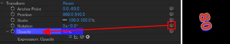 Rotation 連結至 Opacity