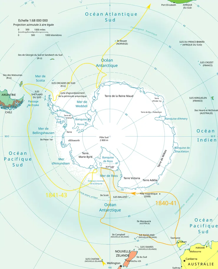 羅斯 1839-1843 年南極探險地圖