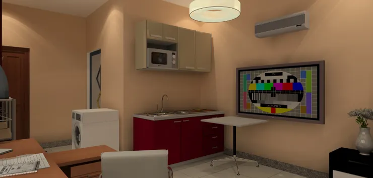 這個算是「廳」吧，有小小的活動餐桌。 我也很久沒看「電視」了--我指的是大氣電波傳送的電視節目，現在都是上網看了。 BTW，這個電視影像叫什麼？