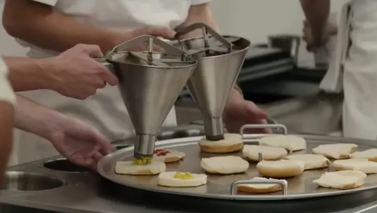 如同舞台排練般的廚房，每一個動作都精準到位，效率成了新時代的魔法。