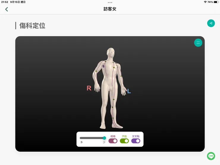 圖一：調理前脈診53歲的經絡穴道堵塞圖