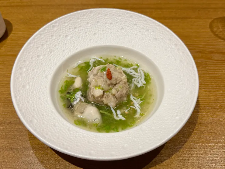 二路羹：翡翠蚵仁獅子頭