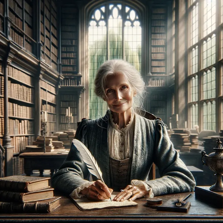 A silver-haired librarian with a gentle smile that crinkled around her eyes, she was as much a fixture of the local library as the dusty volumes that lined its shelves.