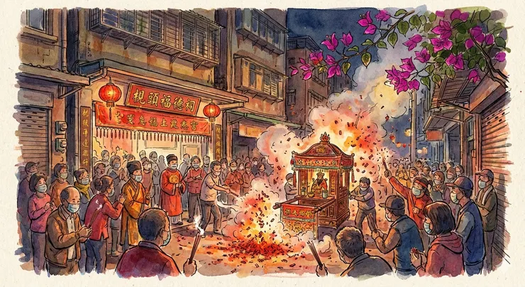 梘頭福德祠 元宵節的「夜弄土地公」儀式