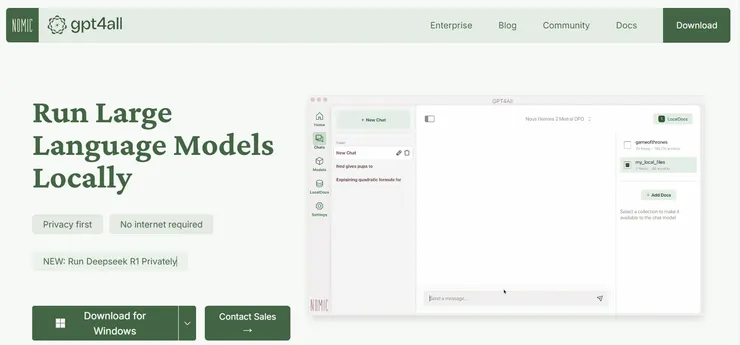 官網首頁顯示Run Deepseek R1 Privately