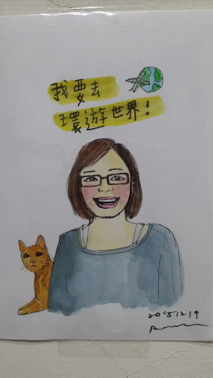 演講後很激動，逛市集時花錢請人畫了這個