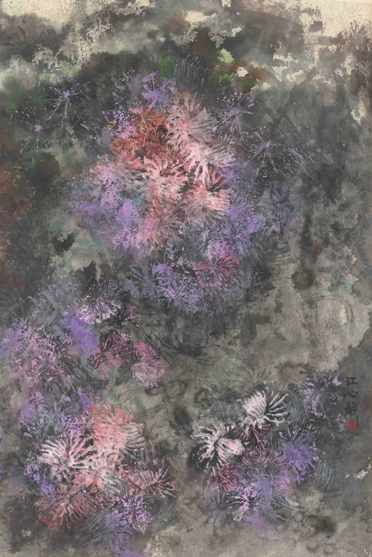 2023-江心靜 -道隱系列-虹是最美的顏色之一-78 x 51 cm-水墨設色紙本