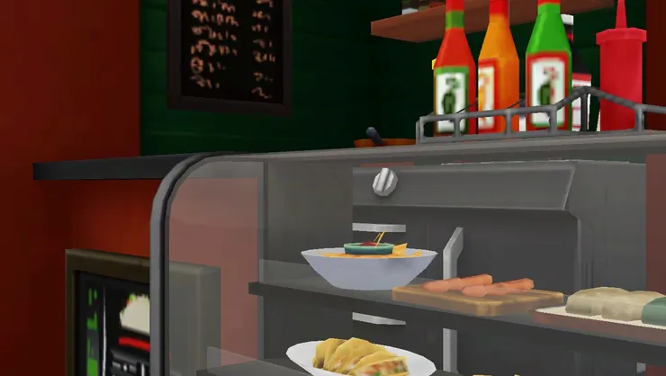 展示櫃上擺放了顏色鮮艷的調味品。