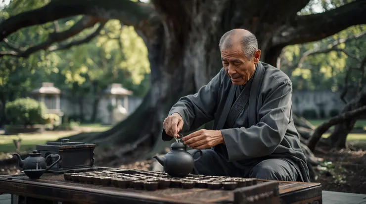 AI生成-喝茶的人