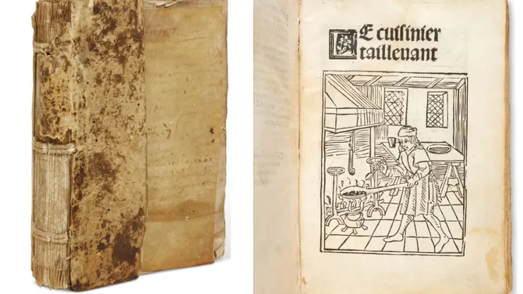 插圖描繪了廚師在爐灶前忙碌情形，出自於1495年在里昂出版的《泰耶旺的美食書》，為首本法語插圖食譜書。該書於2023年3月23日佳士得拍賣會上亮相，此次拍賣展出比利時收藏家皮埃爾·德·克朗布魯赫（Pierre de Crombrugghe）的珍藏。
