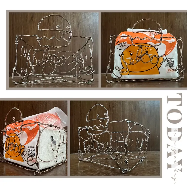 我的鋁線創作～歡迎光臨城市漢堡面紙籃