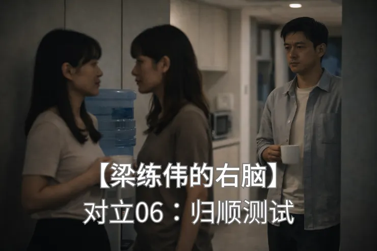 梁练伟在茶水间接水时听见两名女同事低声交谈