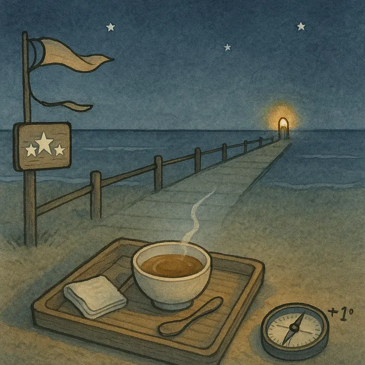 少星能領路;偏一度,仍向北。