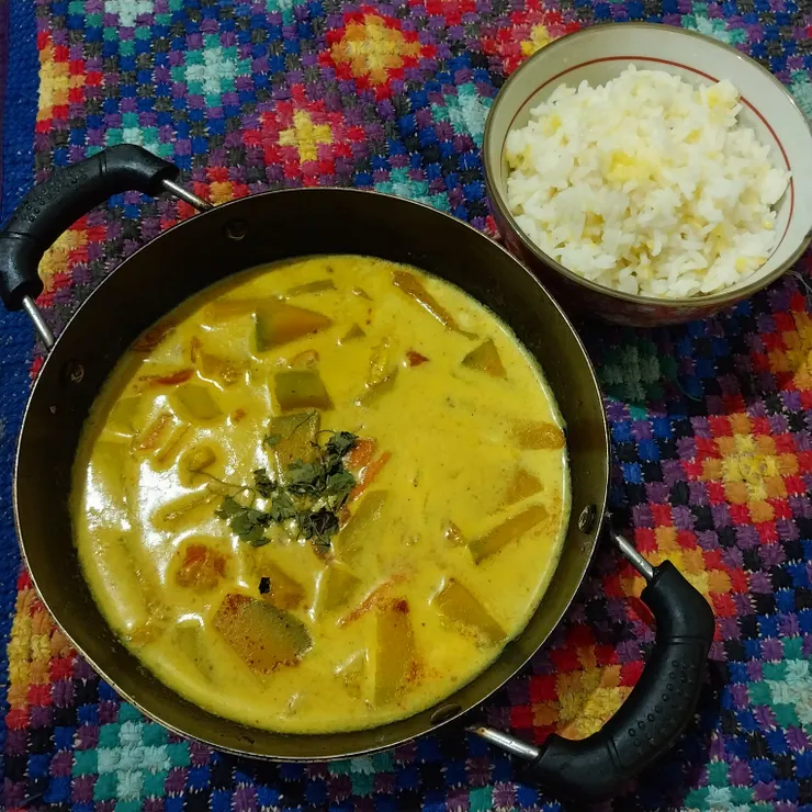 素喇唦南瓜配綠豆飯