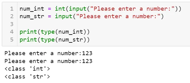 若無加上 int( ) 將資料型態轉換為"整數"，input( ) 函數會統一返回"字串"
