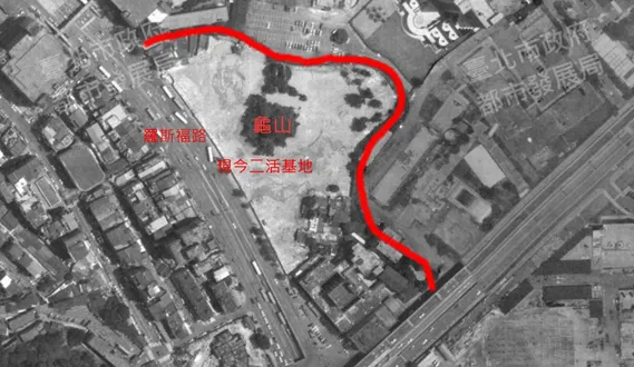 瑠公圳第二幹線繞行龜山的路徑