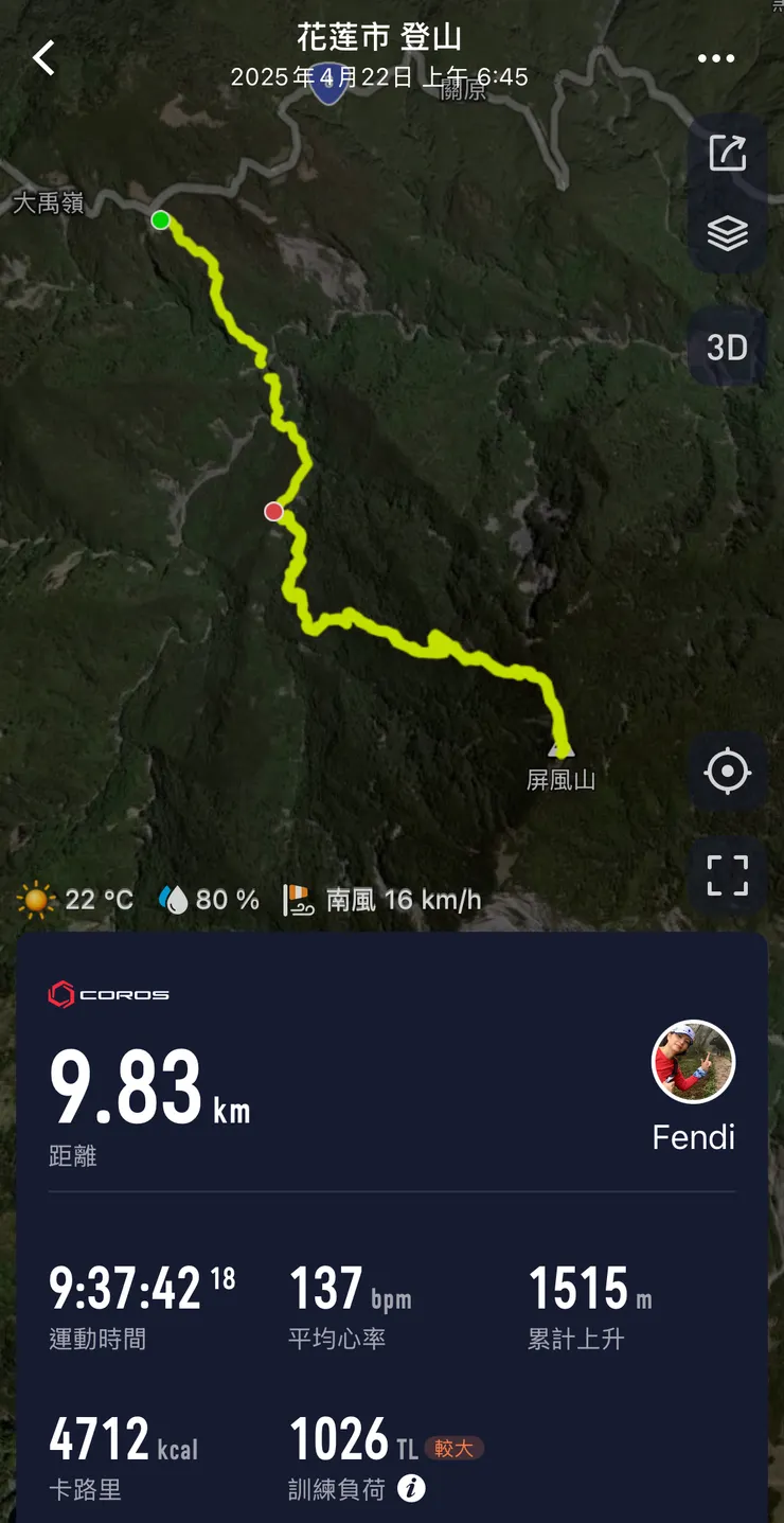 登山口到屏風山三角點