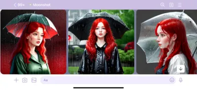 Line Moonshot指令：插畫 雨天中被雨淋濕的紅髮女人