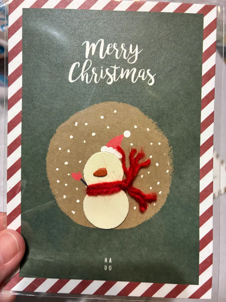 小雪人皮革明信片