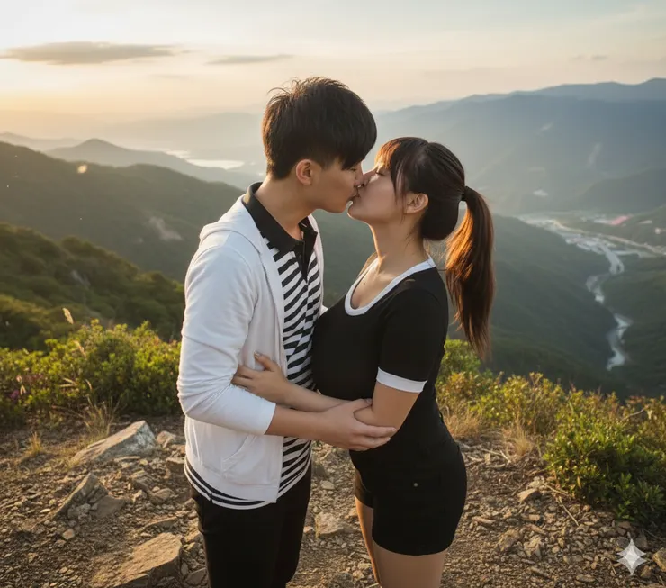 圖為黃鈺程和陳汝蓁在物見之丘接吻的照片