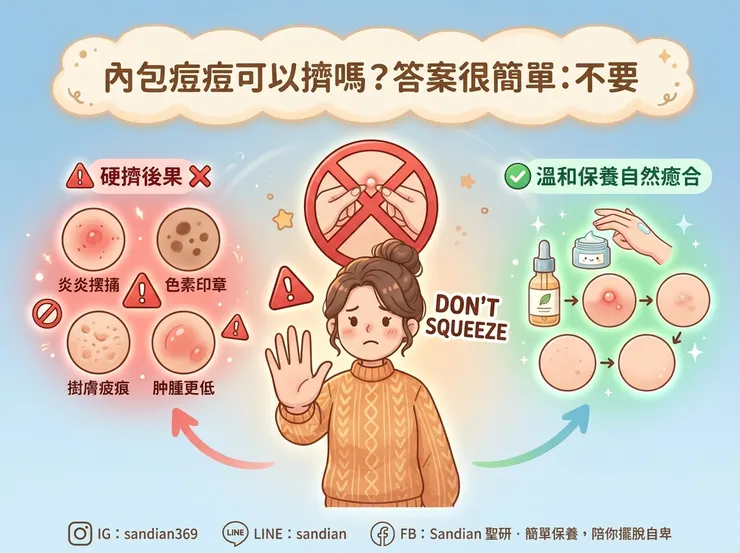 內包痘痘可以擠嗎？答案很簡單：不要