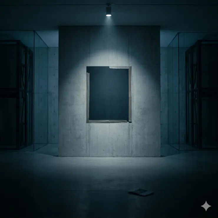 尚未完成的展場空間，燈光仍在調整之中。一切看似未定，但觀看的方式早已被安排。〈本內文示意圖由AI協助生成。〉