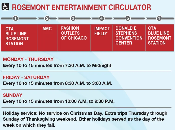  Rosemont Entertainment Circulator 路線及時刻表 