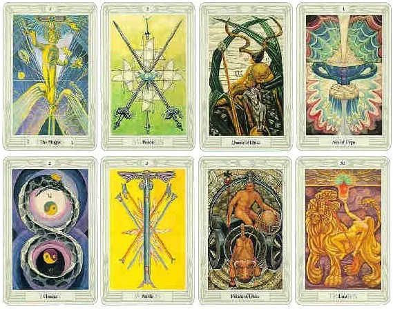 托特牌大量用運視覺符號，例如圖形、色彩，因此和偉特牌比起來，托特更為抽象。而且因為克勞利對神祕學的精深，還融入神祕學、中國易經的概念