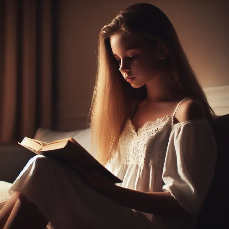 AI生圖-女孩燈下夜讀