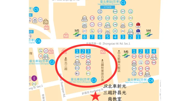 紅圈圈起來就是C3公車站囉