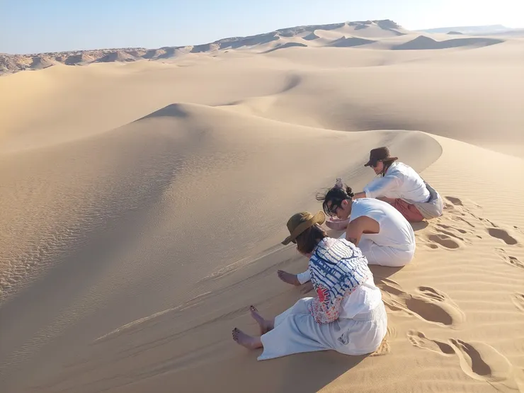 由沙丘形成的沙海，在這裡吃了埃及椰棗跟飲料當下午茶