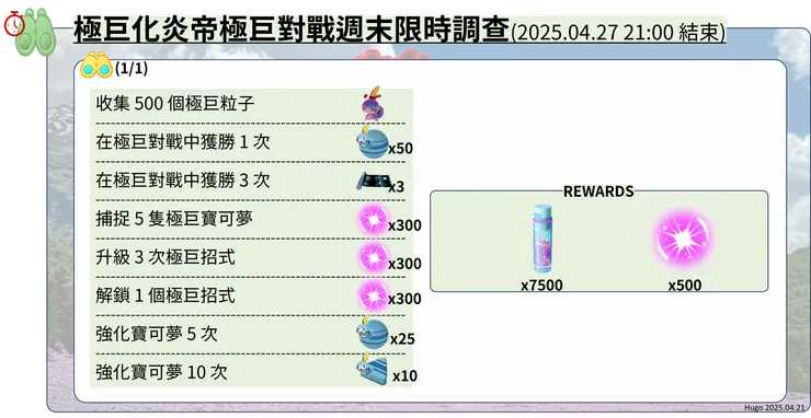 極巨化炎帝 前導限時調查