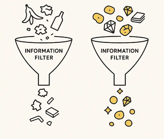 「垃圾過濾後還是垃圾；只有本身是有價值的內容，經過過濾後才會留下真正的精華。」