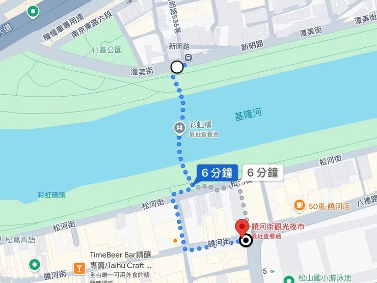 潭美街步行至饒河夜市