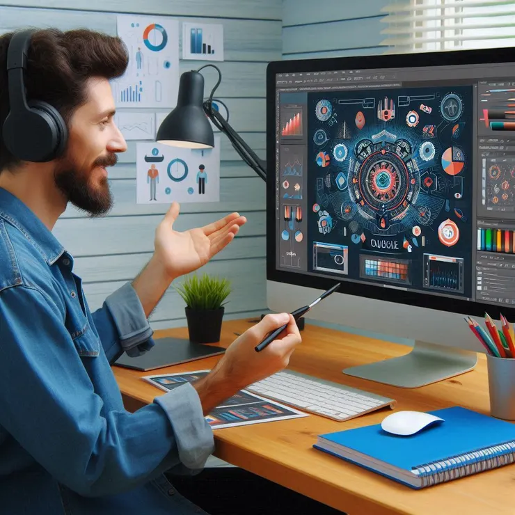 線上課程創建者進行錄製