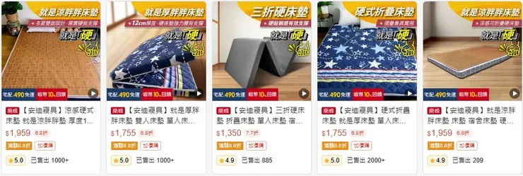 剛開始接觸是買「可折疊的胖胖床墊」，適合想要有厚度和硬度的人