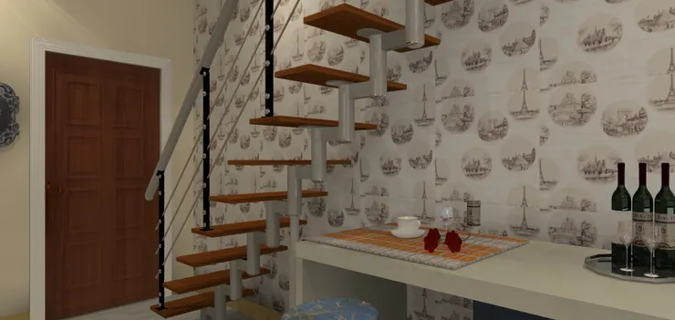 掃樓梯時要小心點,不然塵會掉到餐桌上,上落時也得小心點...