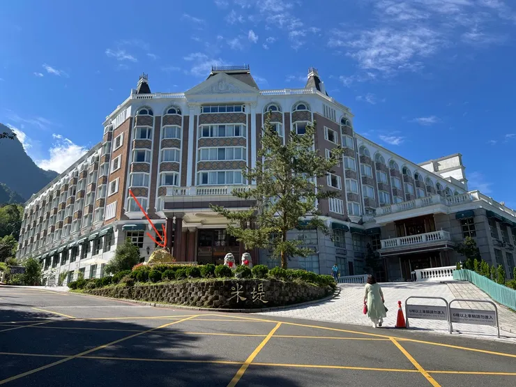 箭頭所指是原來母獅的位置，被土石流沖到右邊的公獅旁邊了