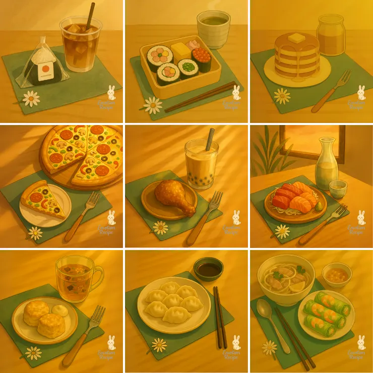 九道小情緒，九張日常餐桌，它們不是華麗的饗宴，而是陪你走過一天心情的細節。  