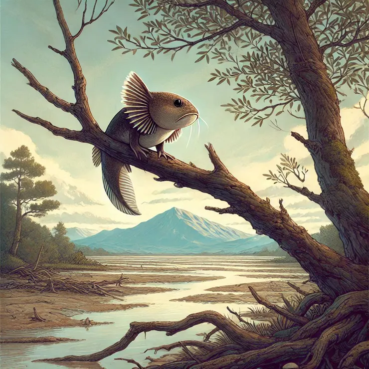 Bing幫我畫的彈塗魚爬樹 (小昕咒語Bing繪圖)