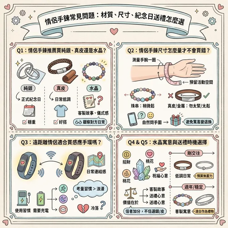  情侶手鍊常見問題：材質、尺寸、紀念日送禮怎麼選