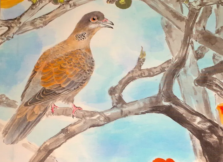 〈四月天晴〉局部－斑鳩