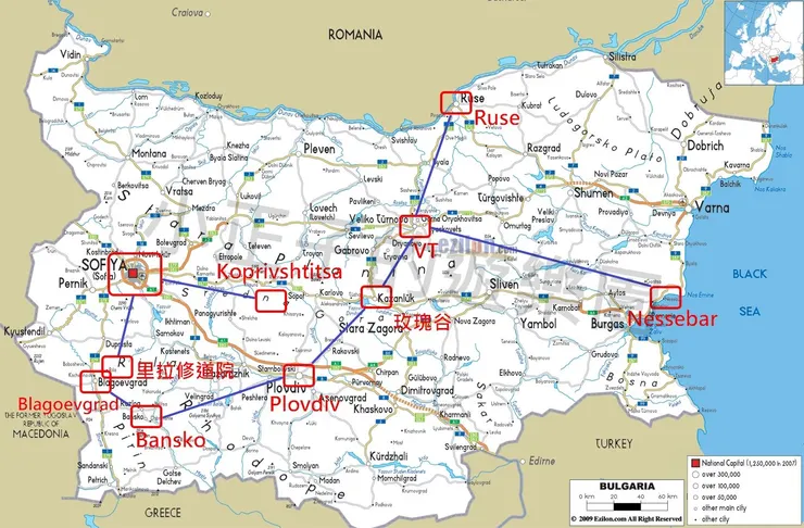 玫瑰谷處在約在保加利亞的中心位置。