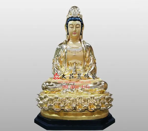 銅雕觀音菩薩貼金佛像