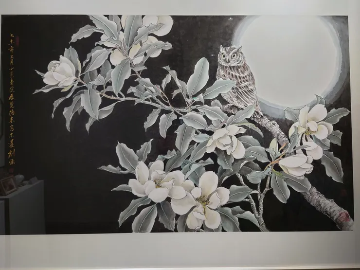 木蓮貓頭鷹 (設色紙本)