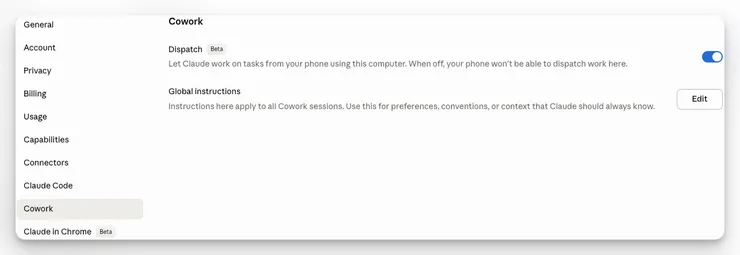 Dispatch 設定頁面